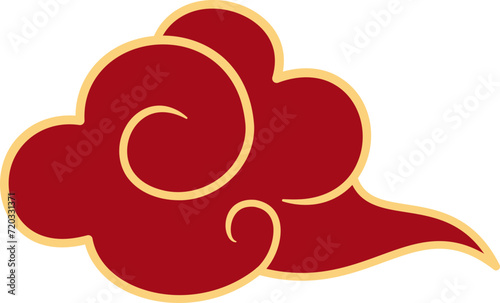 Chinese style cloud ornament, illustrations and decorations for Asian New Year, flat design, 2D front view.
