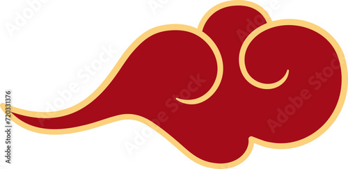 Chinese style cloud ornament, illustrations and decorations for Asian New Year, flat design, 2D front view.
