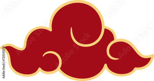 Chinese style cloud ornament, illustrations and decorations for Asian New Year, flat design, 2D front view.
