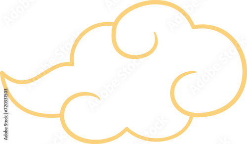 Chinese style cloud ornament, illustrations and decorations for Asian New Year, outline, 2D front view.
