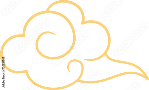 Chinese style cloud ornament, illustrations and decorations for Asian New Year, outline, 2D front view.
