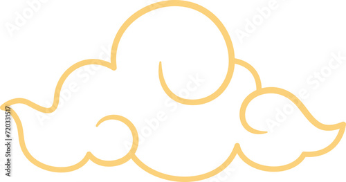 Chinese style cloud ornament, illustrations and decorations for Asian New Year, outline, 2D front view.
