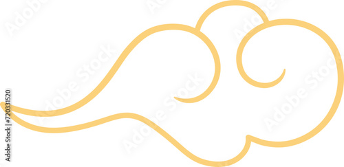 Chinese style cloud ornament, illustrations and decorations for Asian New Year, outline, 2D front view.
