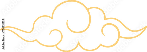 Chinese style cloud ornament, illustrations and decorations for Asian New Year, outline, 2D front view.

