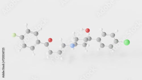 haloperidol molecule 3d, molecular structure, ball and stick model, structural chemical formula haldol