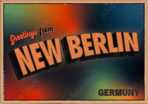 Retro Postkarte 50s – Editierbare Vorlage mit Typografie und Farbverlauf