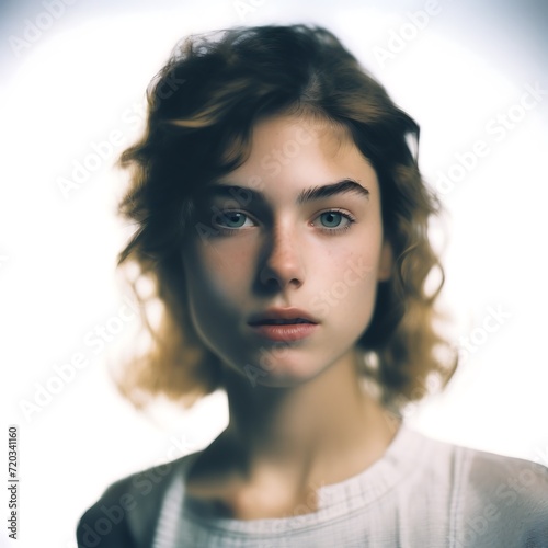 French girl isolated in white background