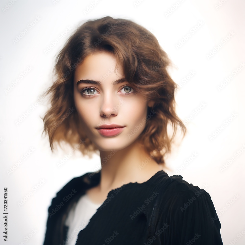 French beautiful model isolated in white background French beautiful model isolated in white background