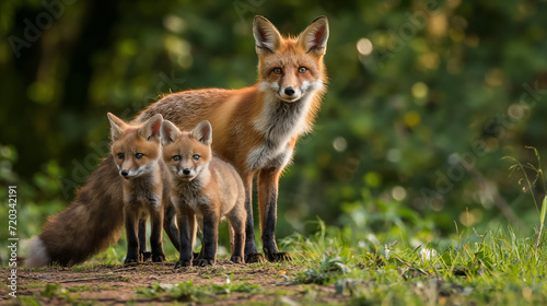 Raposa vermelha e seus filhotes  © Vitor