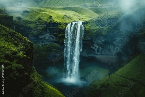 Kvernufoss waterfall in Iceland photo