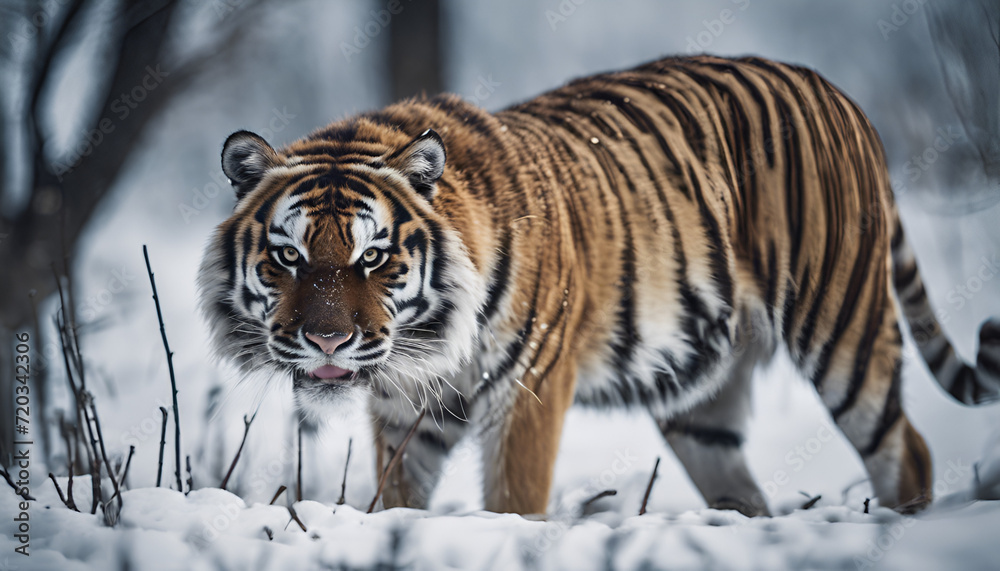 Obraz premium Siberian tiger in winter season