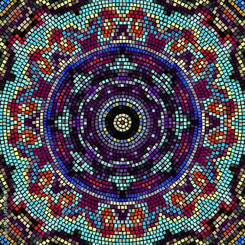 Vector seamless mosaic tile pattern. Ceramic tiles background. Mandala vector illustration.