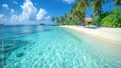 View of the Maldives Tropical Island Inviting Serenity and Relaxation © MKH_SAGAR