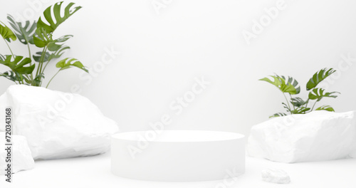 white stone podium design on background 
