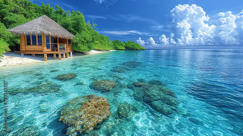 View of the Maldives Tropical Island Inviting Serenity and Relaxation