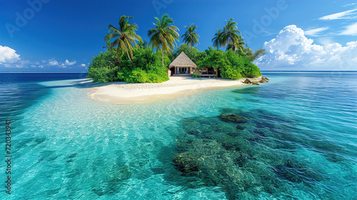 View of the Maldives Tropical Island Inviting Serenity and Relaxation