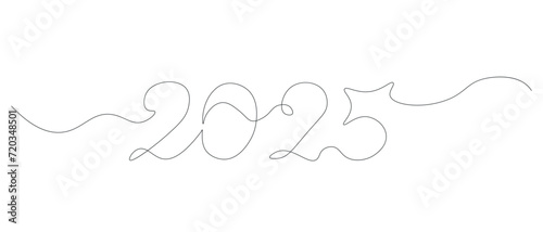 Hand-drawn doodles vector drawing with one line, one continuous drawing with 2025 calendar, holiday, date