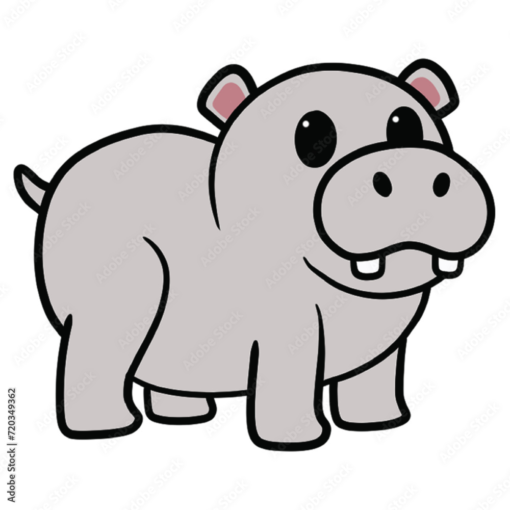 Fototapeta premium Cute Cartoon Hippo