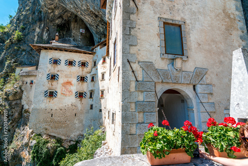 entrance of Predjama Castle at the cave in Slovenia