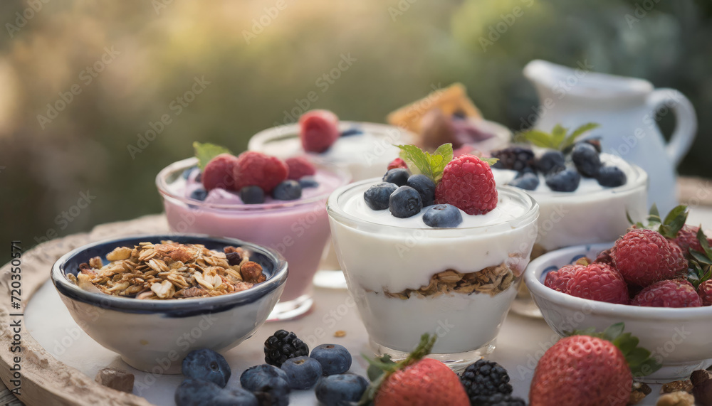 Healthy breakfast. Muesli, yogurt and berries. Healthy breakfast. Muesli, yogurt and berries.