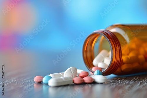 Patient care medication withdrawal management, Diabetic Retinopathy Multiple Sclerosis (MS). Medication adherence patient safety medical pharmacy. Tablets and pills drug administration healthcare. photo