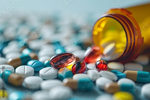 Patient care medication withdrawal management, Diabetic Retinopathy Multiple Sclerosis (MS). Medication adherence patient safety medical pharmacy. Tablets and pills drug administration healthcare. photo