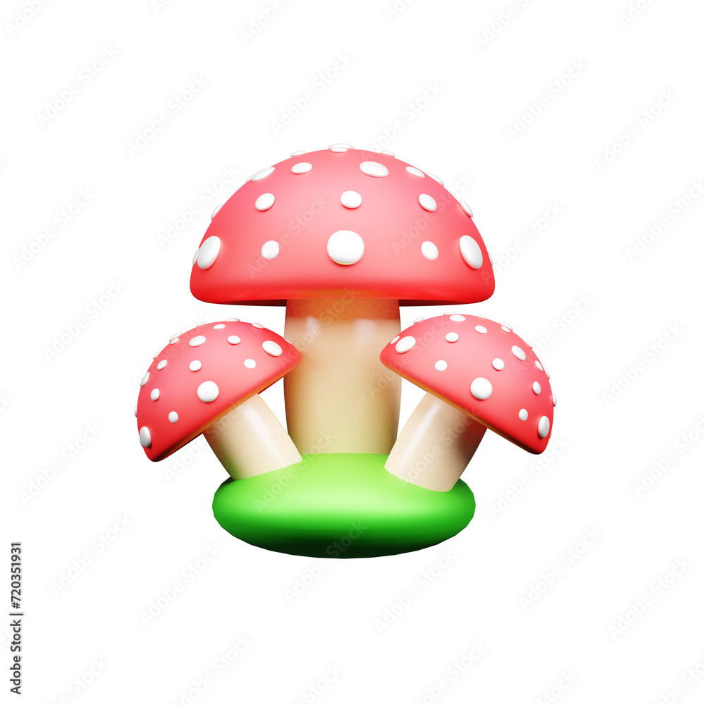 Mushroom 3d icon illustration or Mushroom web icon 3d illustration Mushroom 3d icon illustration or Mushroom web icon 3d illustration