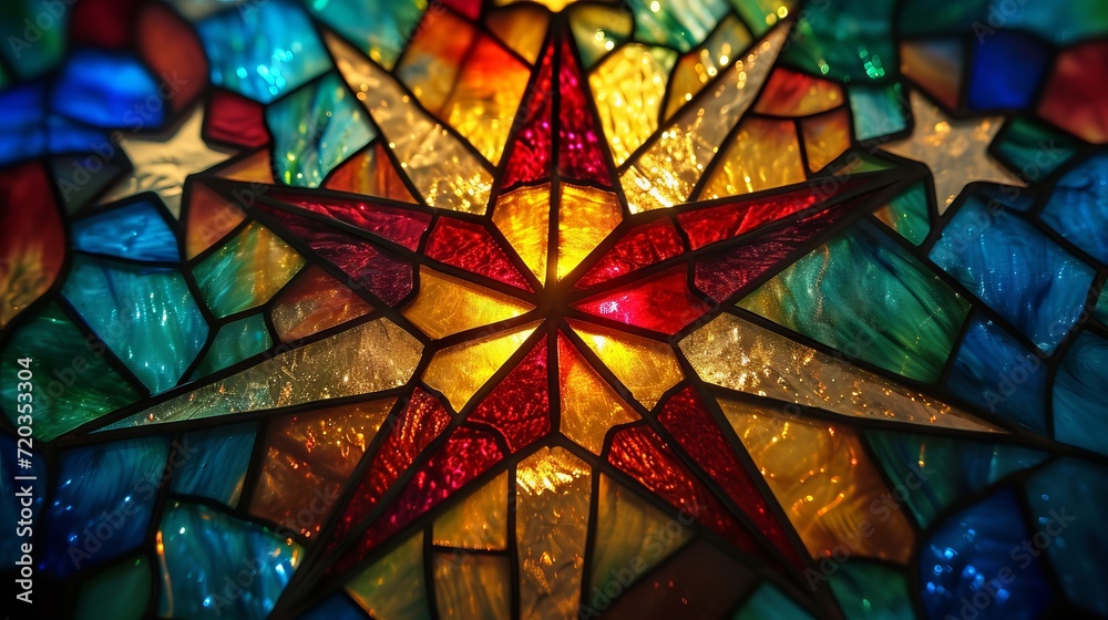 Stained glass window background with colorful abstract.	
