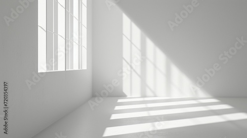 empty white room with window and light