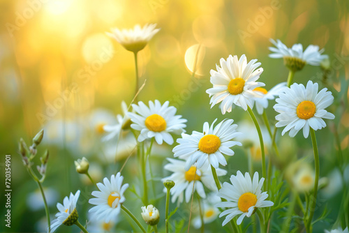 Beautiful daisies in the meadow on a sunny day