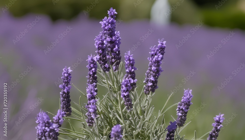 Naklejka premium A field of purple flowers with a white post in the background