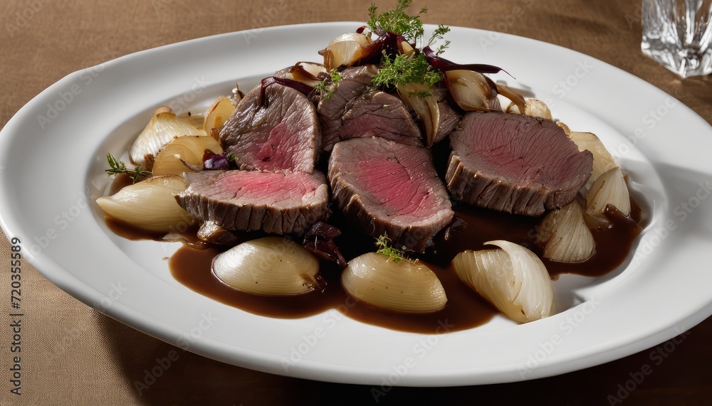 A plate of meat and potatoes A plate of meat and potatoes