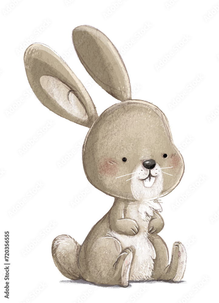 Illustration of sitting gray rabbit Illustration of sitting gray rabbit