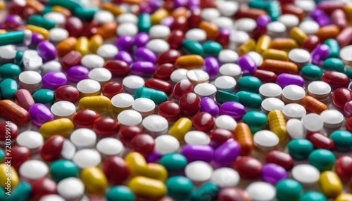 A close up of a pile of colorful pills