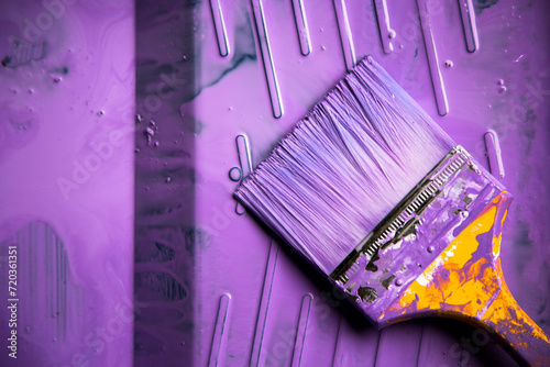 Brush the variegated color paint onto the weathered wooden plank wall