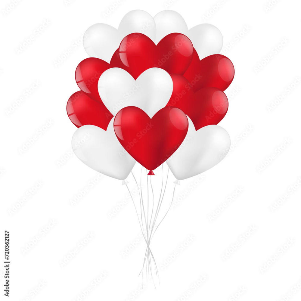 Heart Shaped Balloon. Balloon for Valentine's Day, Wedding Celebration, Mother's Day or Anniversary. Vector Illustration Isolated on White Background.
