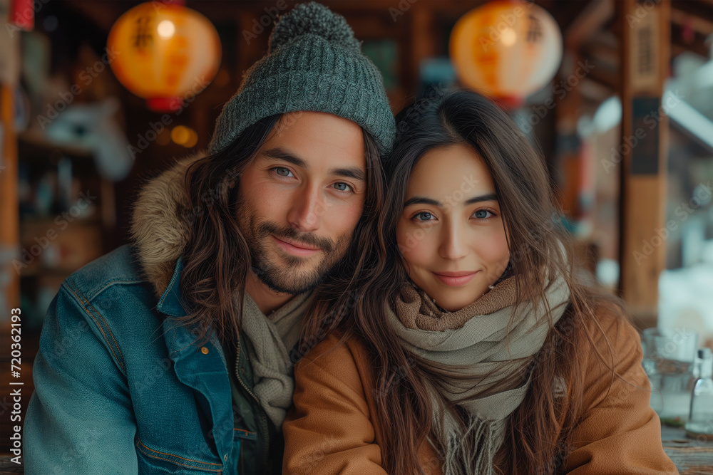 Cozy Winter Connection: A Couple's Warm Embrace Cozy Winter Connection: A Couple's Warm Embrace
