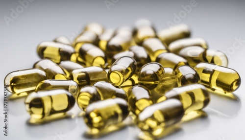 A pile of yellow pills on a white surface