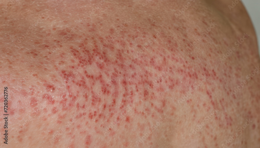 A person's back with red spots on it A person's back with red spots on it