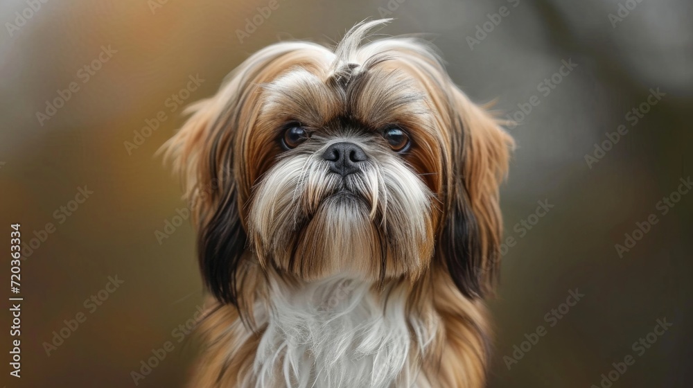 Portrait of Shih tzu, shot in nature, vivid colors, blurry background Portrait of Shih tzu, shot in nature, vivid colors, blurry background