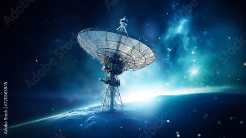 Deep Space Communication: Satellite Dish Against the Cosmos