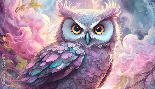 pink owl art