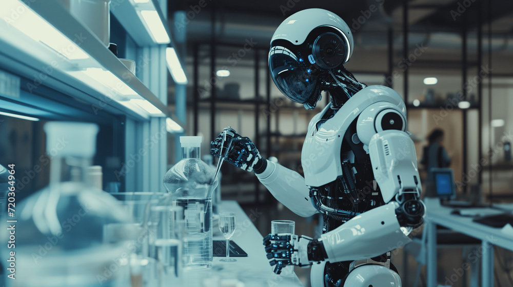 Robotic Scientist Conducting Research in a Laboratory