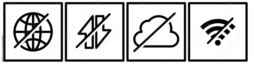 disconnect icon, offline icon, no internet connection icon disconnect icon, offline icon, no internet connection icon