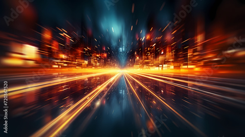 Glowing road speed lines, neon speed abstract background