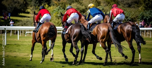 Skilled jockey showcasing expertise as they race on horseback in a thrilling competition