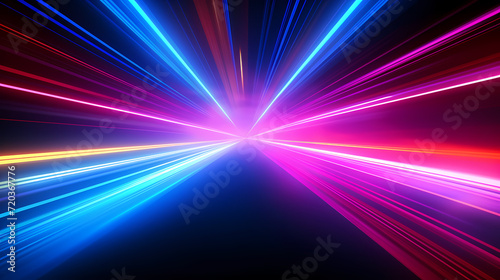 Glowing road speed lines, neon speed abstract background