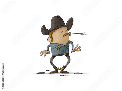 Illustration of a Sheriff with blue shirt hat and star as insignia. Concept of leadership.