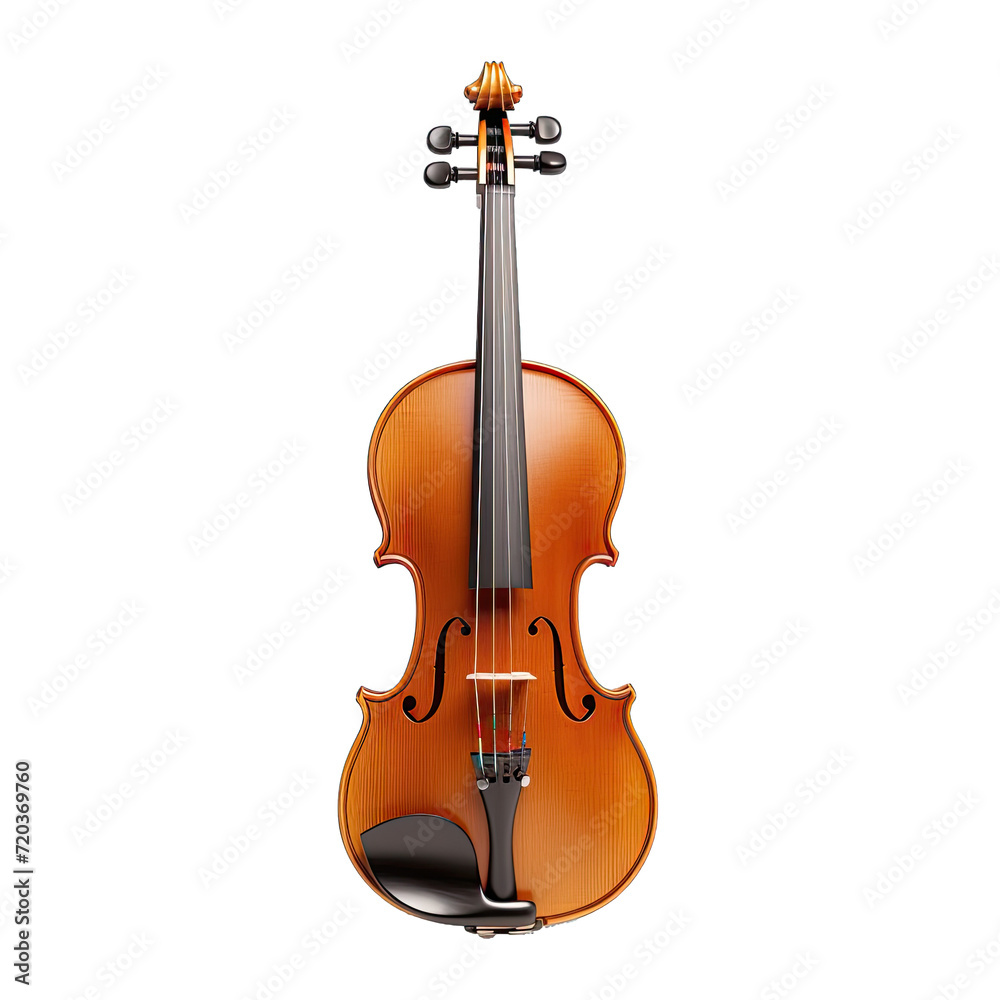Fototapeta premium A Finely Crafted Violin Its Strings Prepared for a Beautiful Melody.. Isolated on a Transparent Background. Cutout PNG.