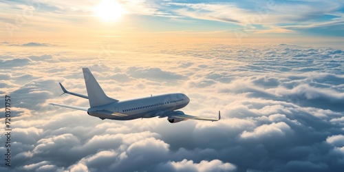 passenger plane above the clouds Generative AI